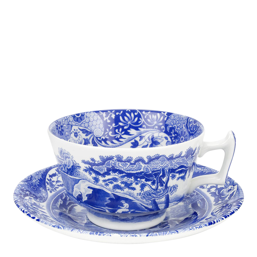 Spode - Blue Italian tekopp med fat 20 cl blå/vit