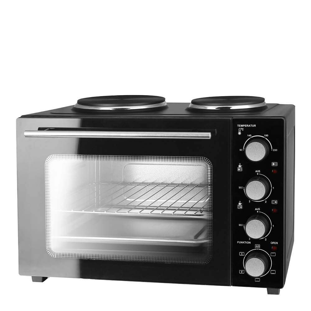 EMERIO - Ugn med två kokplattor 3200W 32 L svart