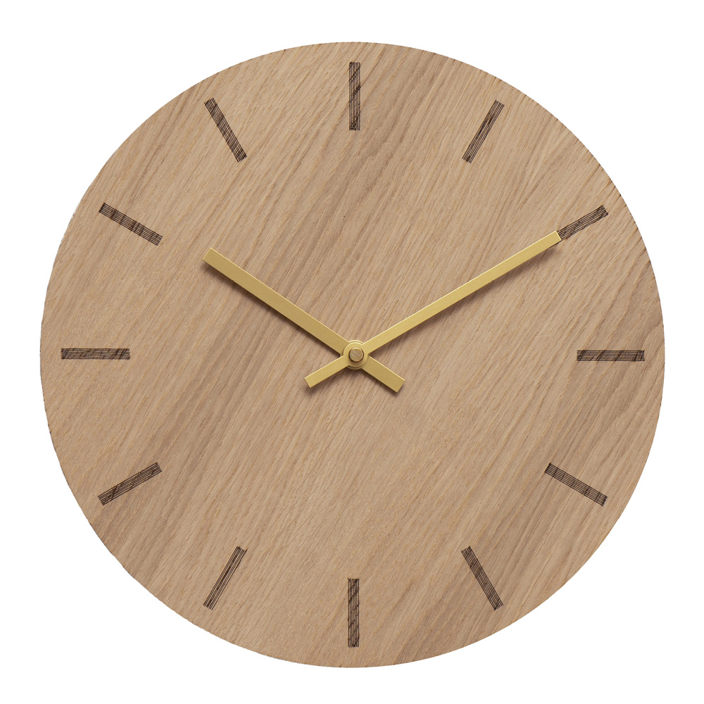 Hemverk - Light Oak väggklocka 28 cm ljus ek med guldvisare