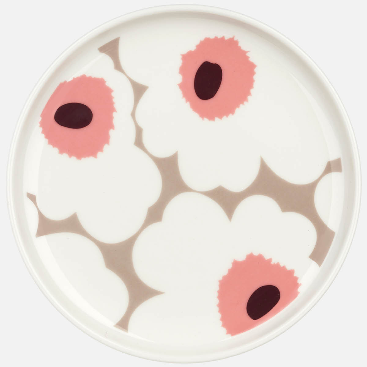 Marimekko - Oiva Unikko assiett 13,5 cm vit/rosa/vinröd