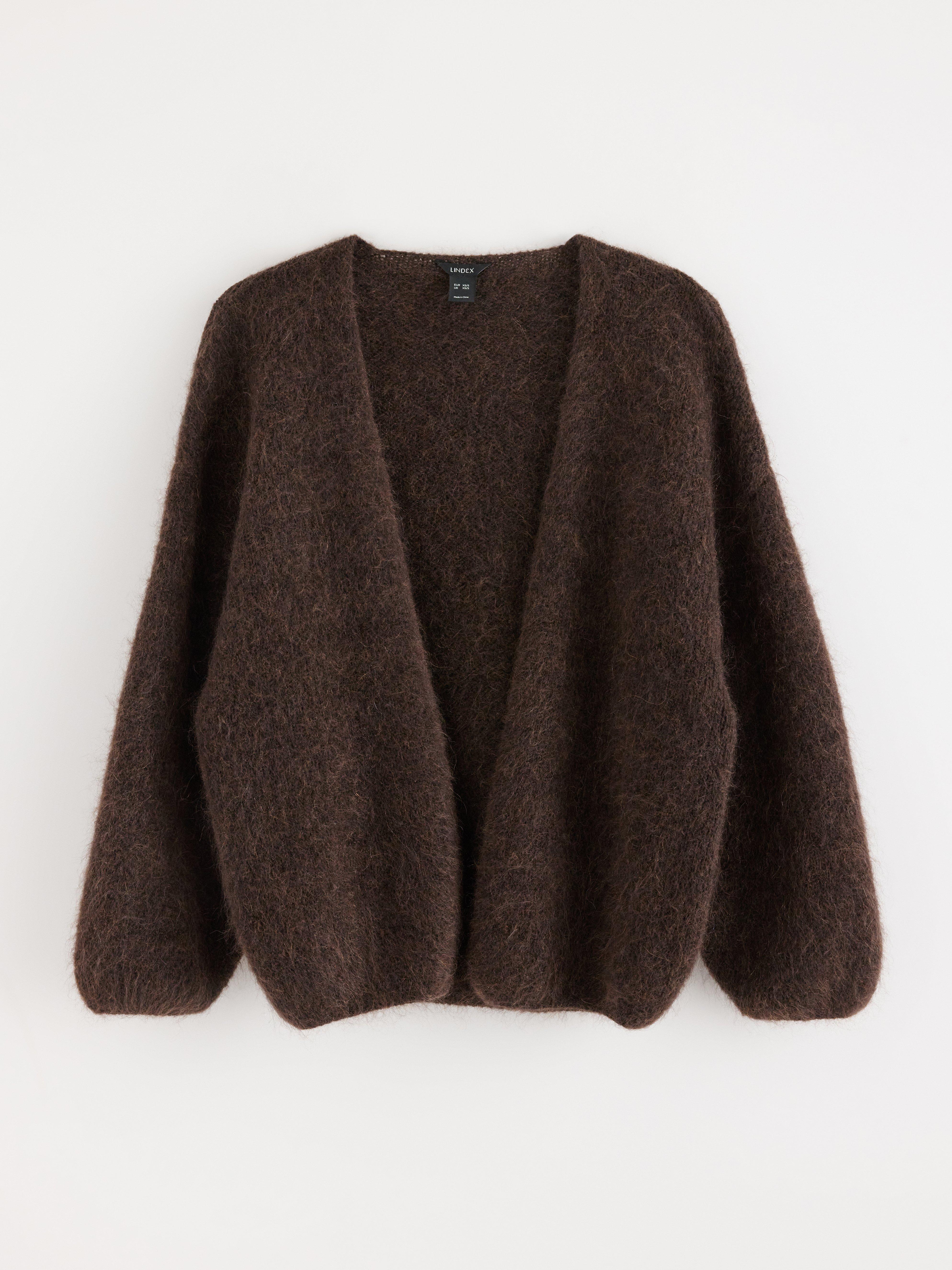 Stickad cardigan i mohairblandning