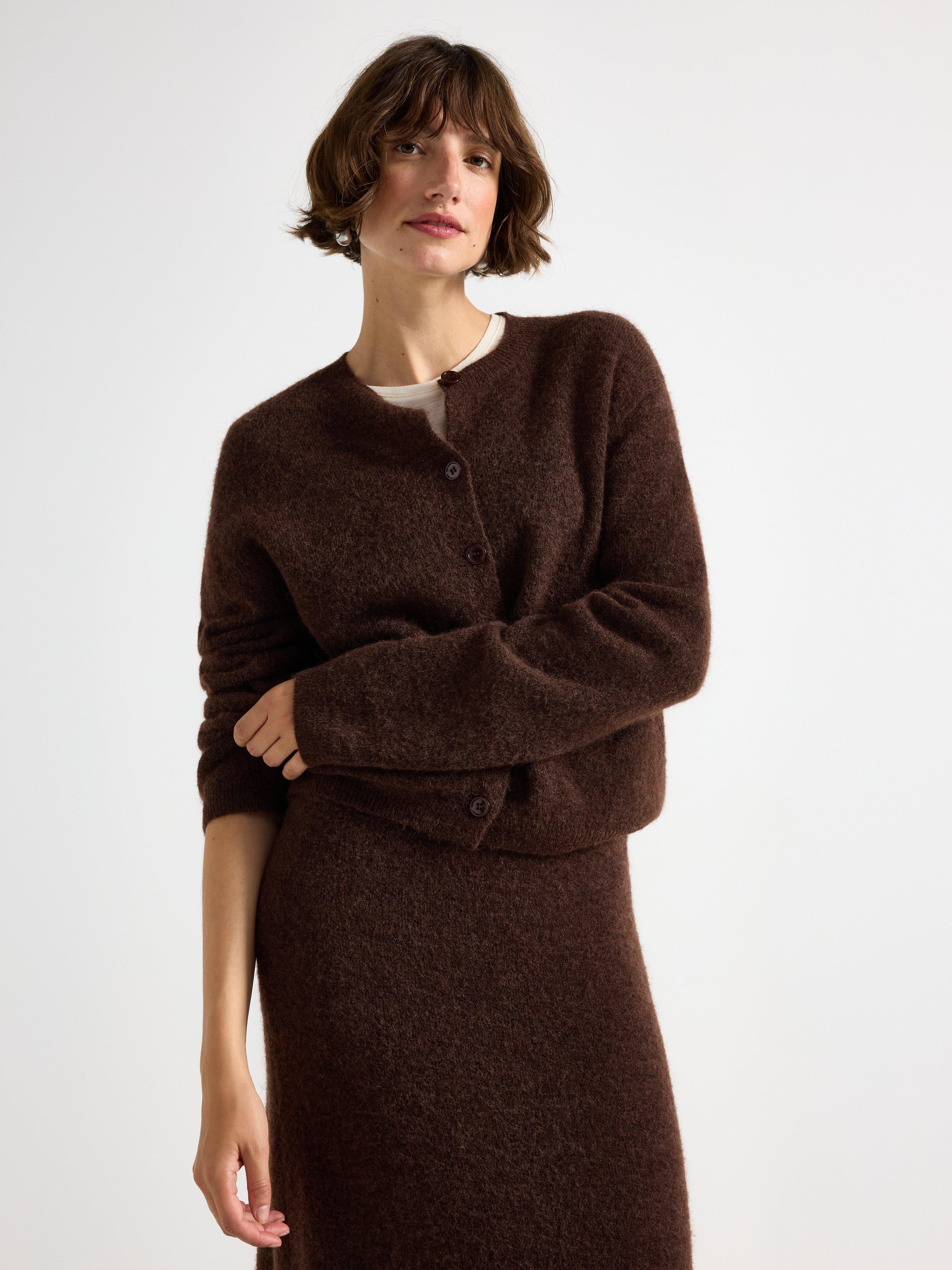 Stickad cardigan i ullblandning