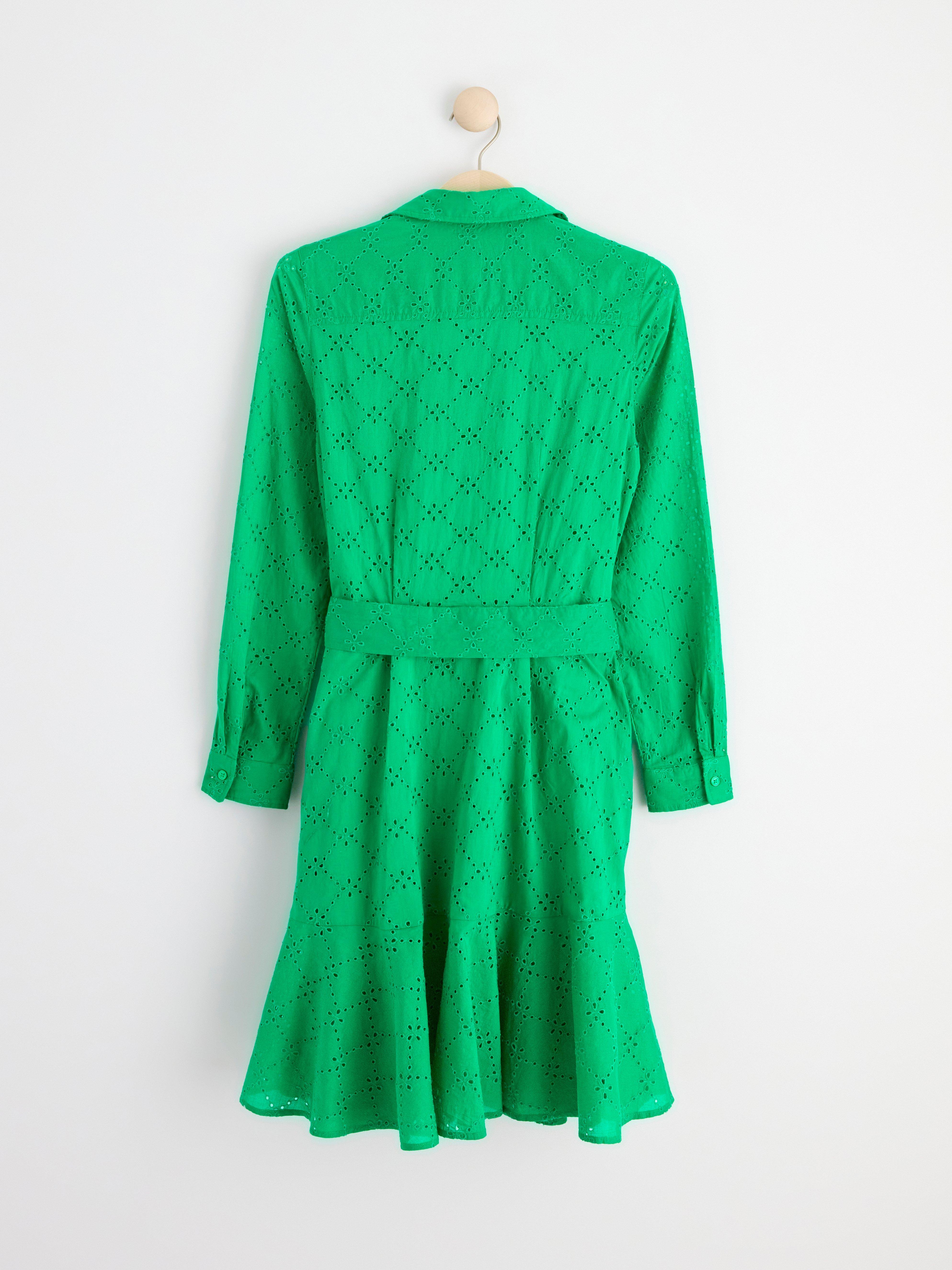 Mini-skjortklänning med broderie anglaise