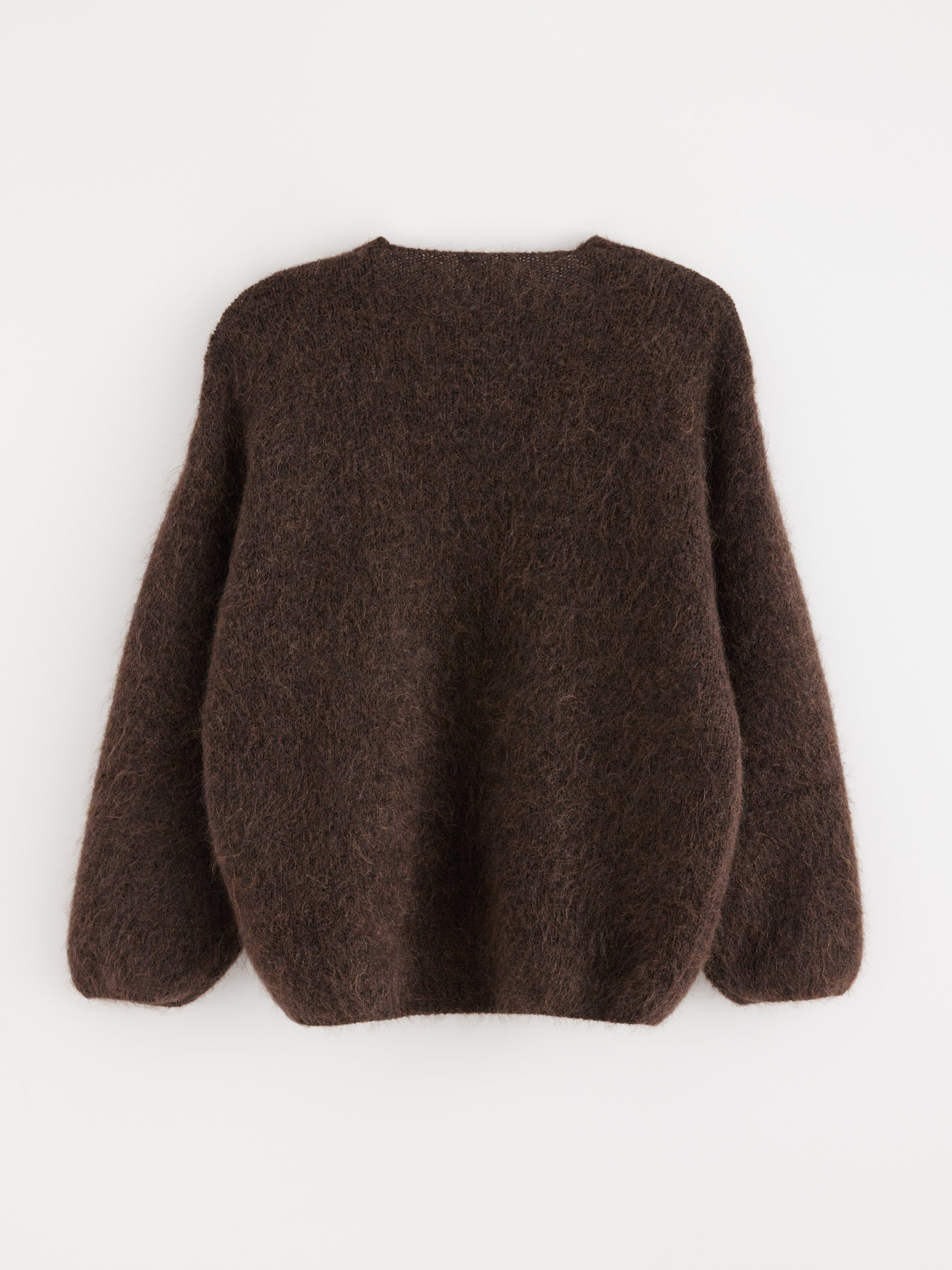 Stickad cardigan i mohairblandning