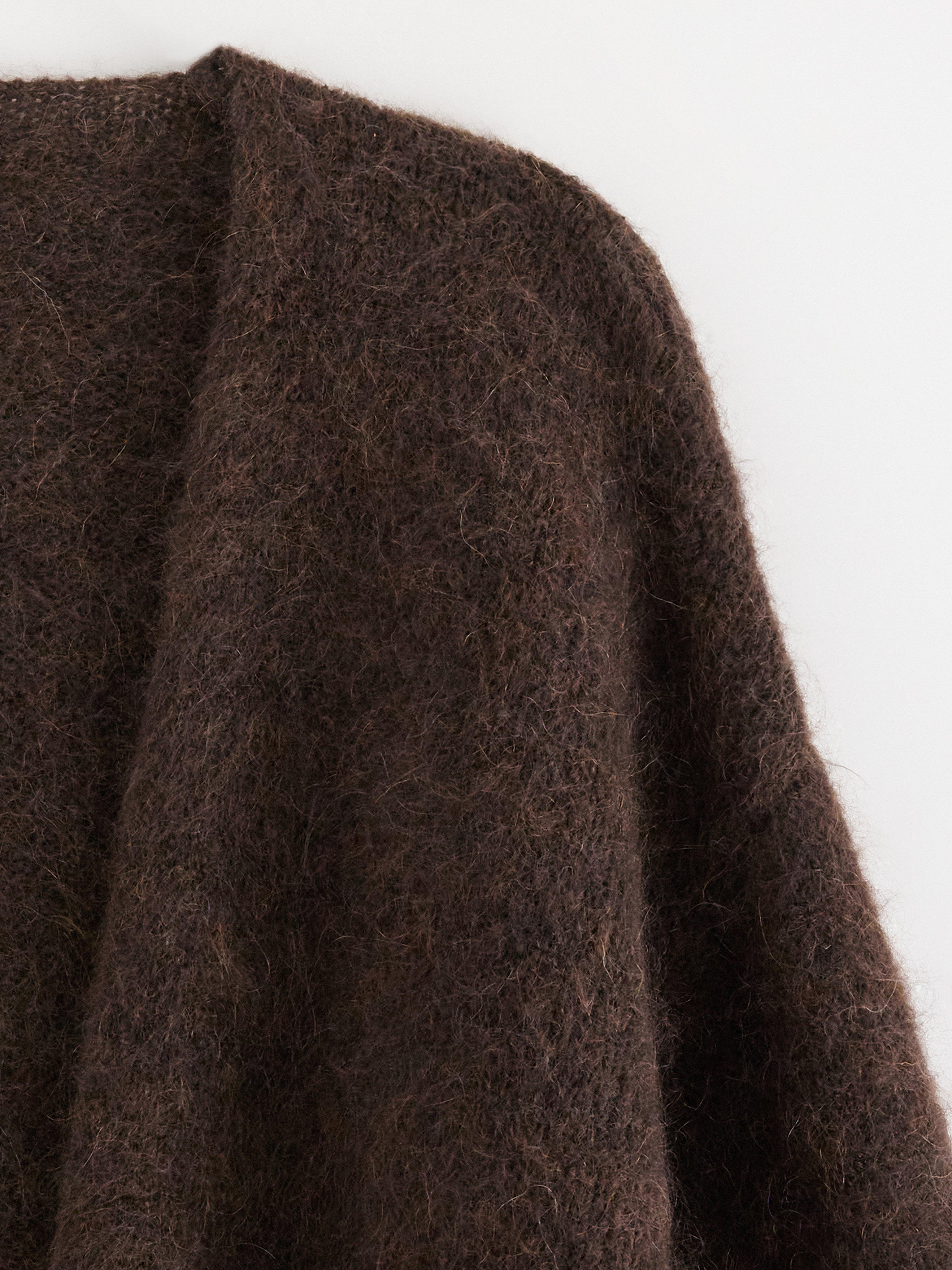 Stickad cardigan i mohairblandning