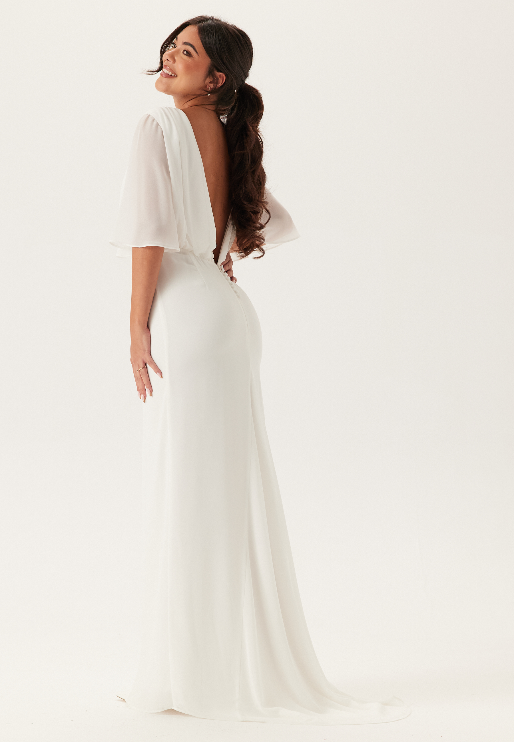 Butterfly Sleeve Mermaid Wedding Gown
