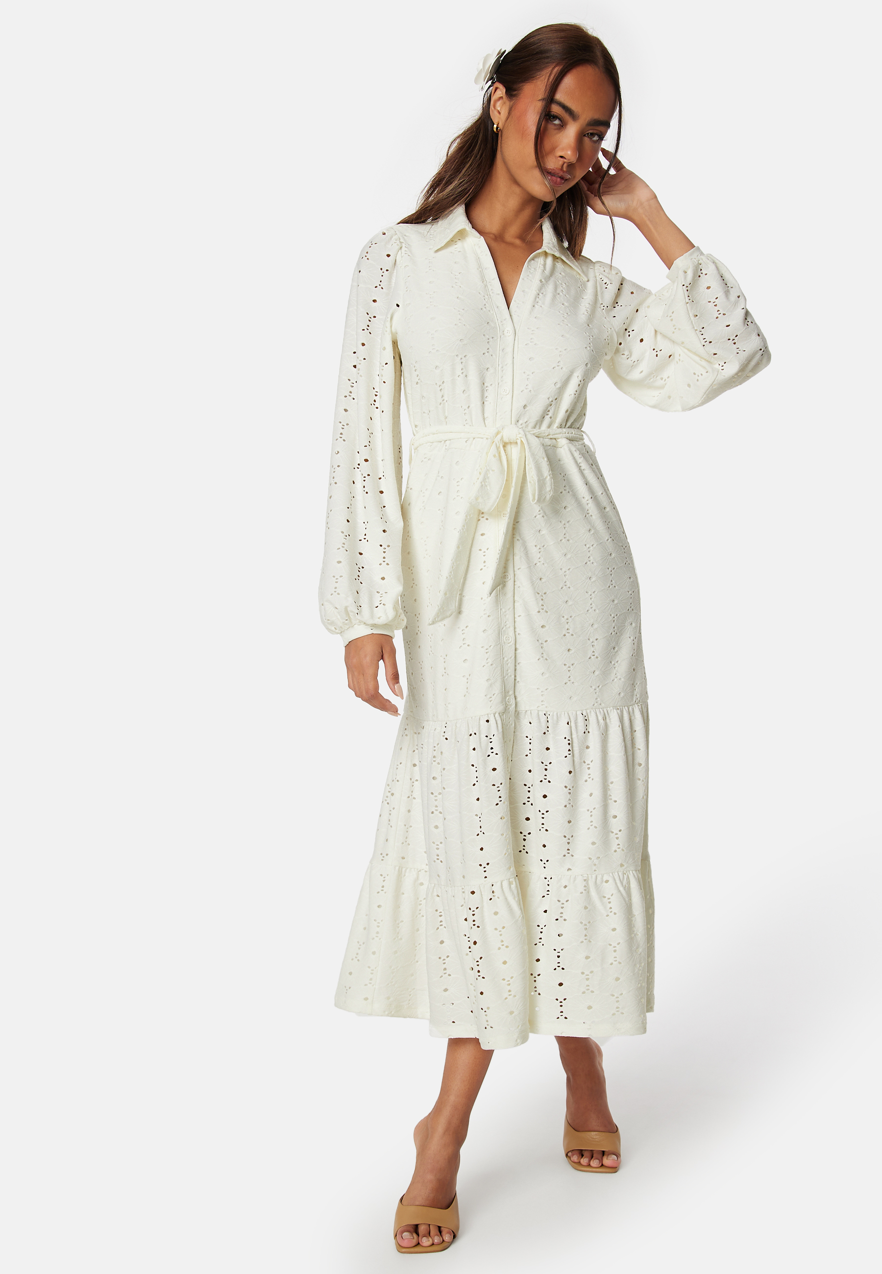 Happy Holly Floral Long Sleeve Dress Offwhite