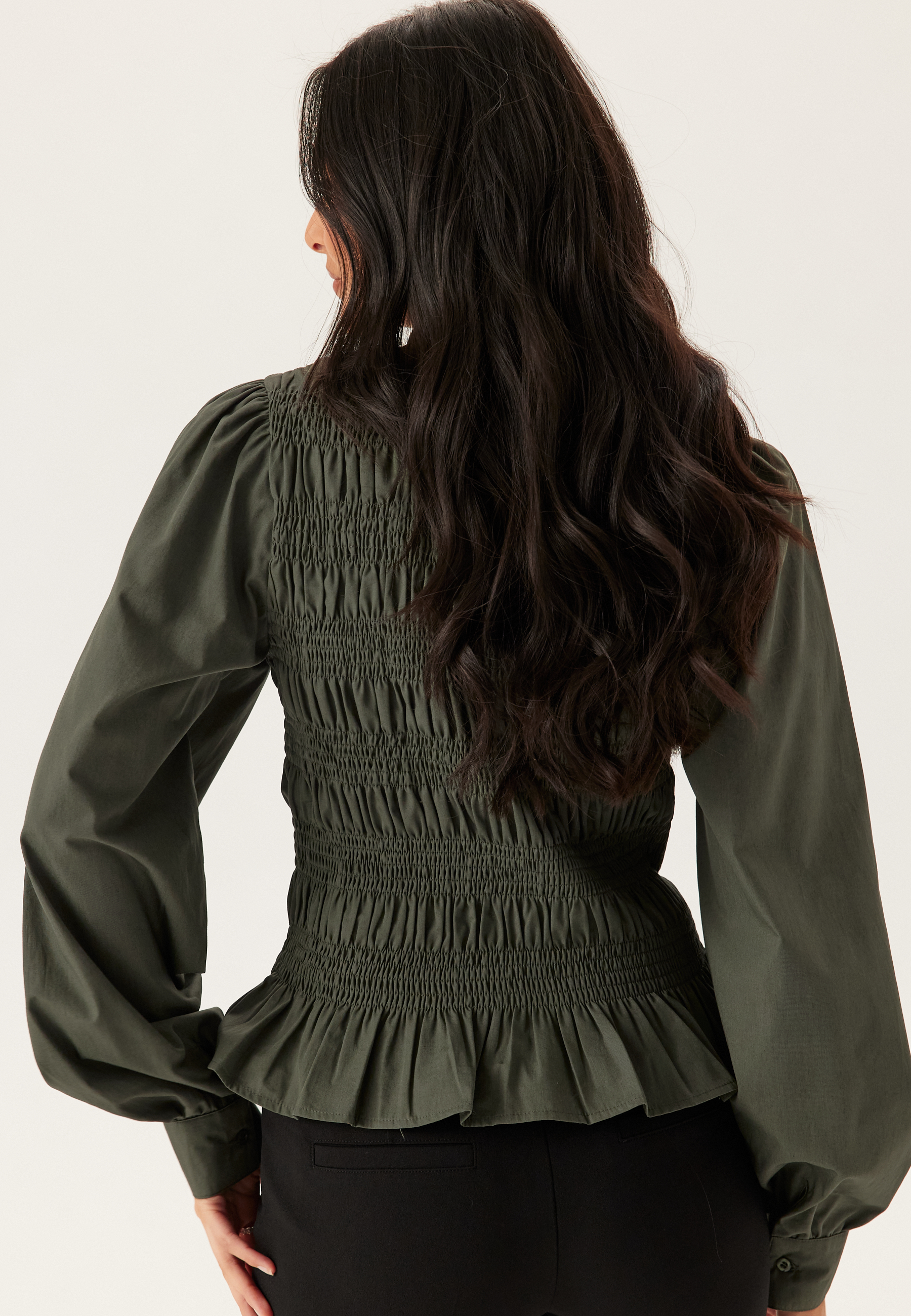 V-neck Cotton Smock Blouse