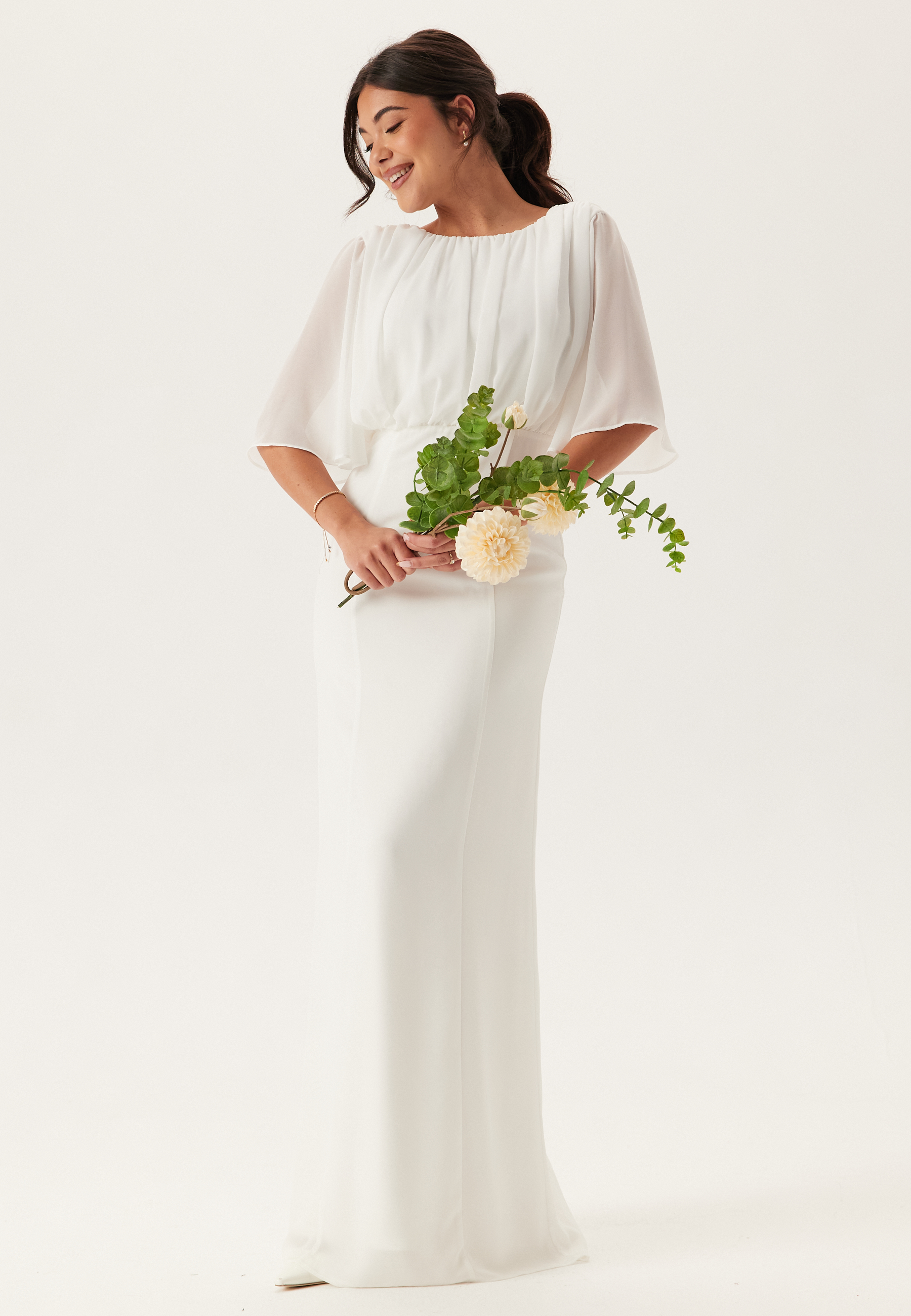 Butterfly Sleeve Mermaid Wedding Gown