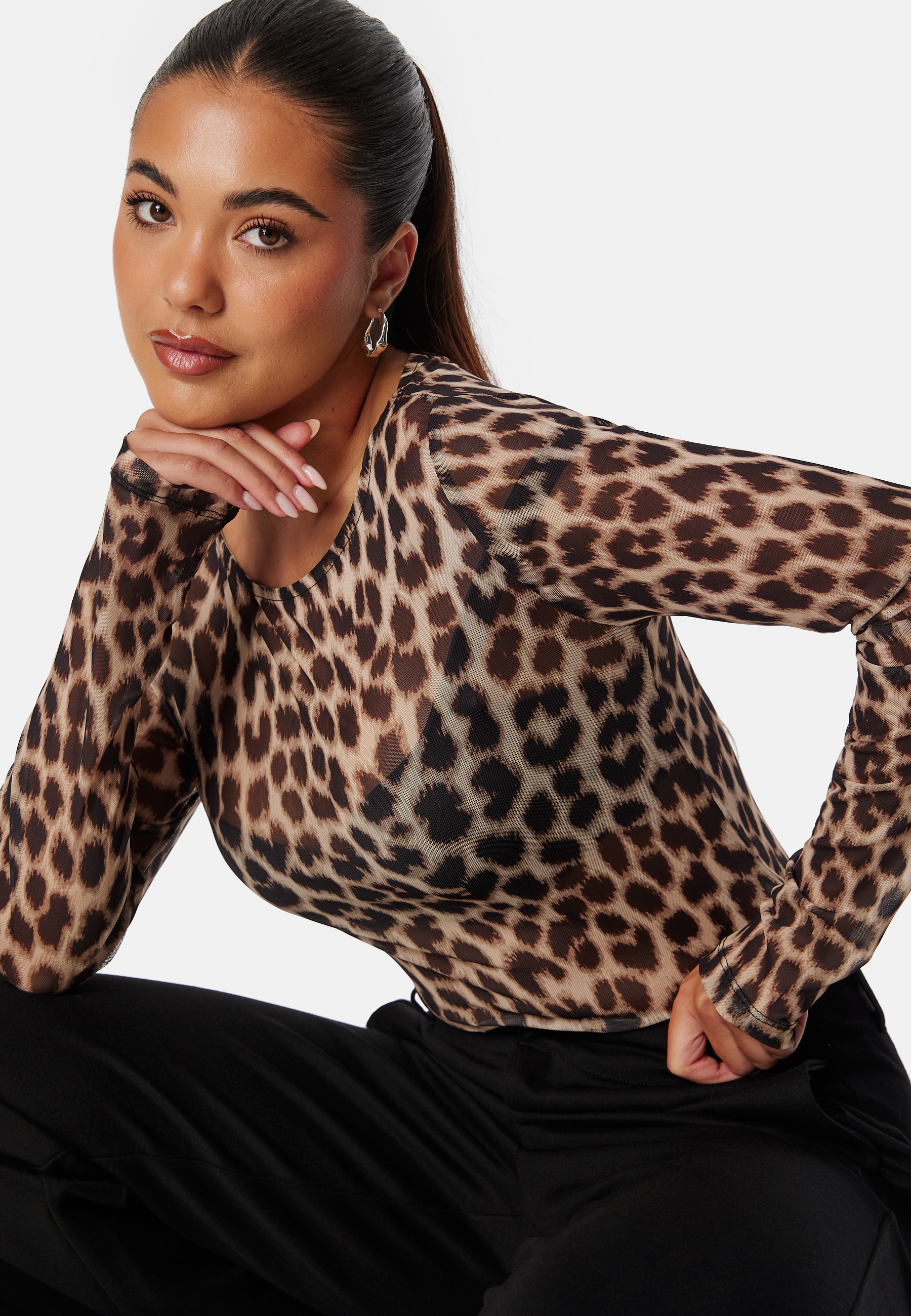 Long Sleeve Mesh Top