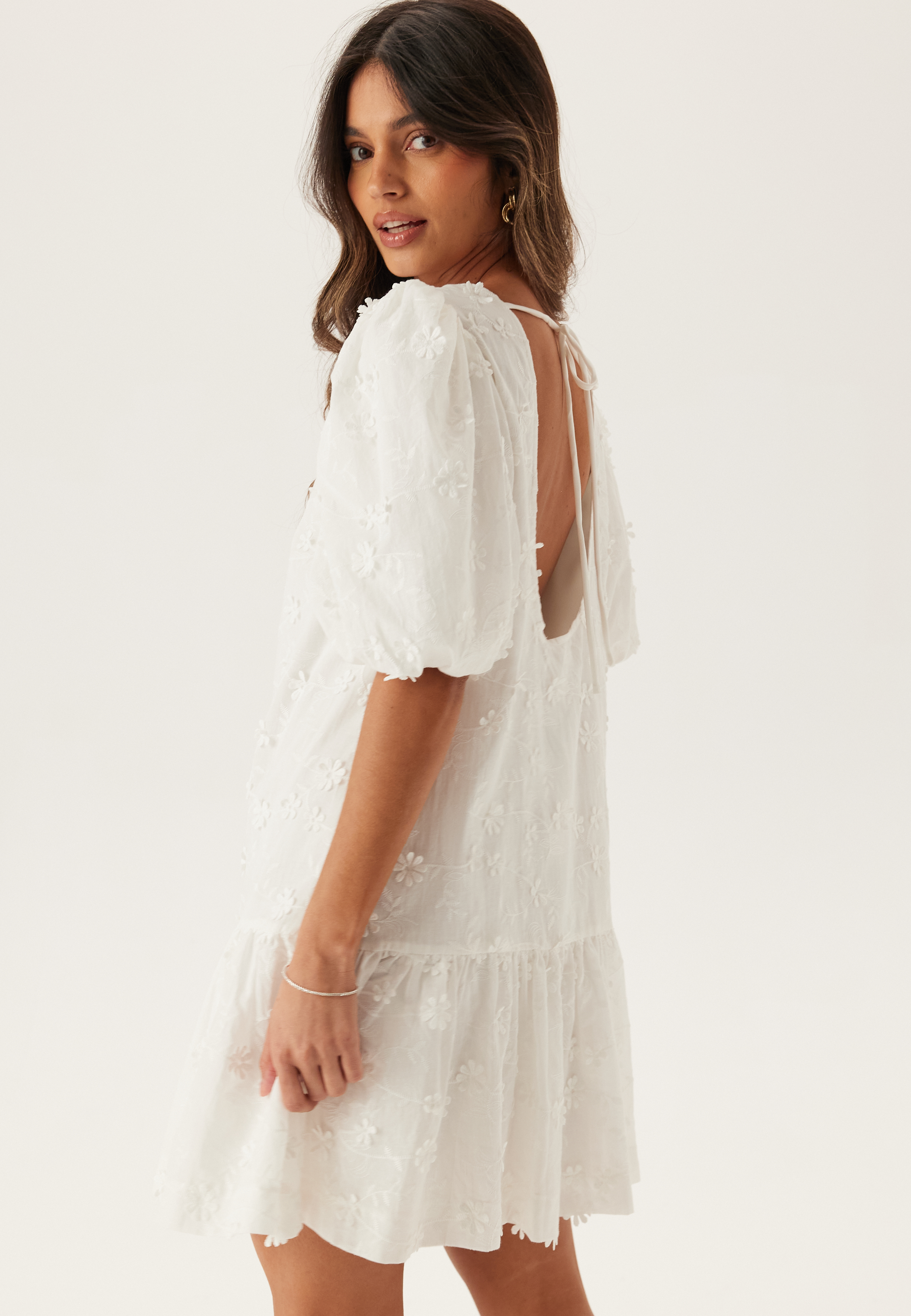 3D Embroidered Puff Sleeve dress