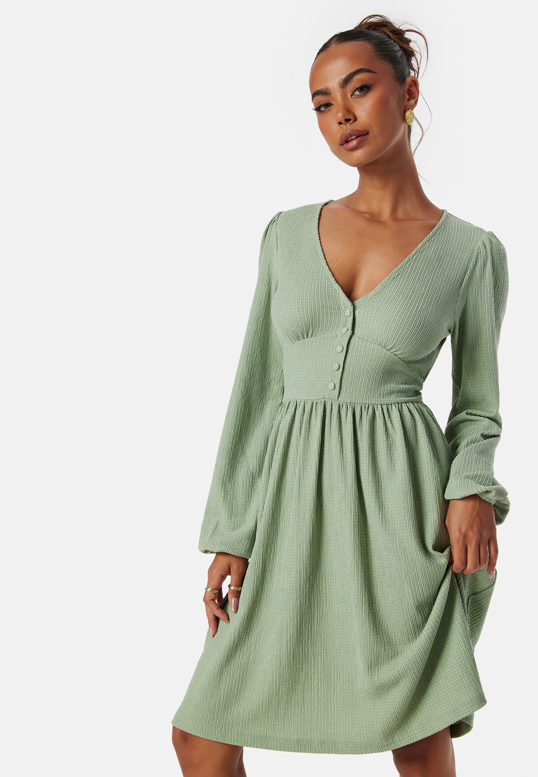 Structure Button Short Dress