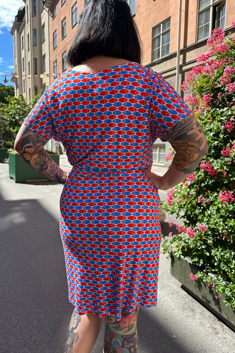Cissi och Selma Bella klänning Mört Röd/Blå