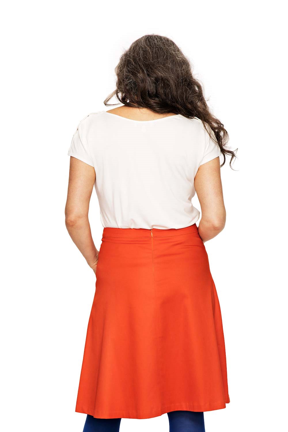 Cissi och Selma Sonja kjol Apelsin | Orange vårkjol med fickor