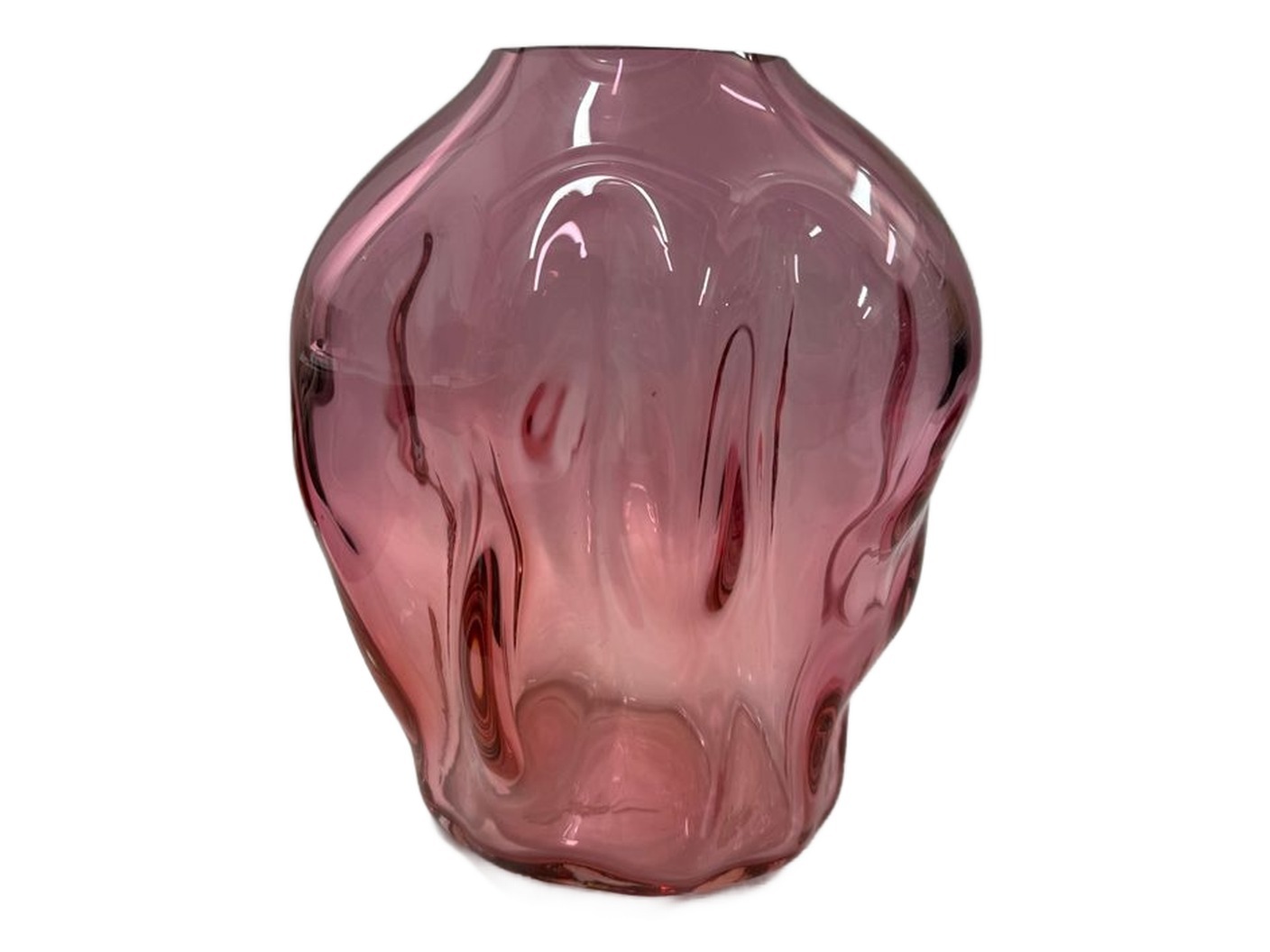 Lisa Hartwig Ericson rosa handblåst glasvas med oregelbunden form