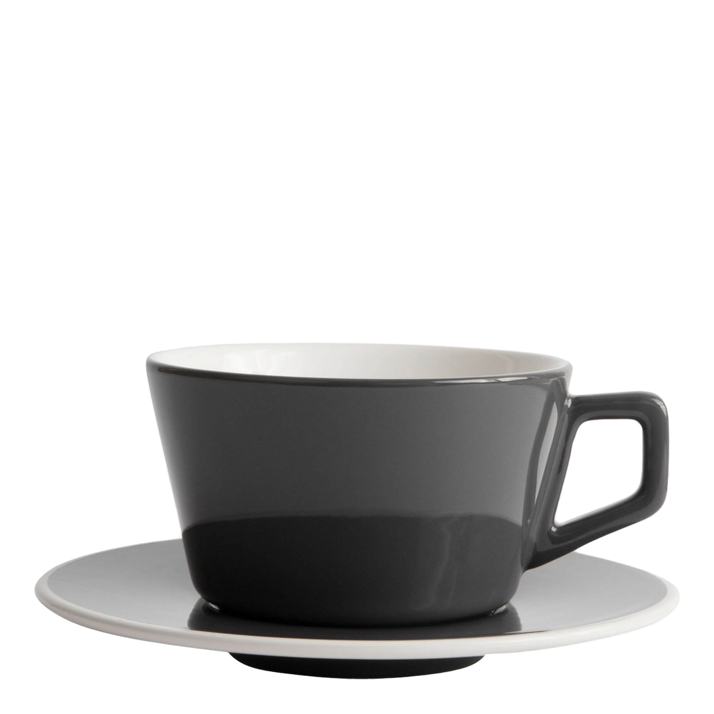 Angled Large Latte Gray 12oz/36cl – Created Co 6x cups and Saucers
